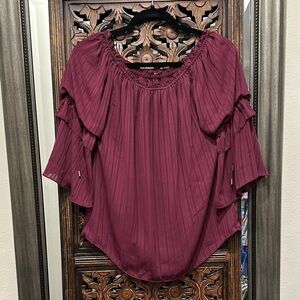 White House Black Market Plum Ruffle Blouse